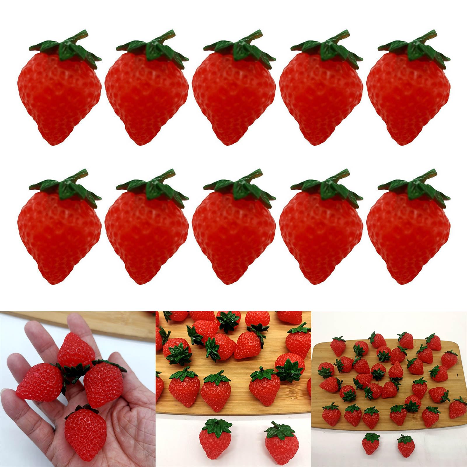 CHIUEAST 10Pcs Artificial Strawberry Photography Props for Party Decorations Realistic Plastic Fruit Plastic Strawberries Craft Materials