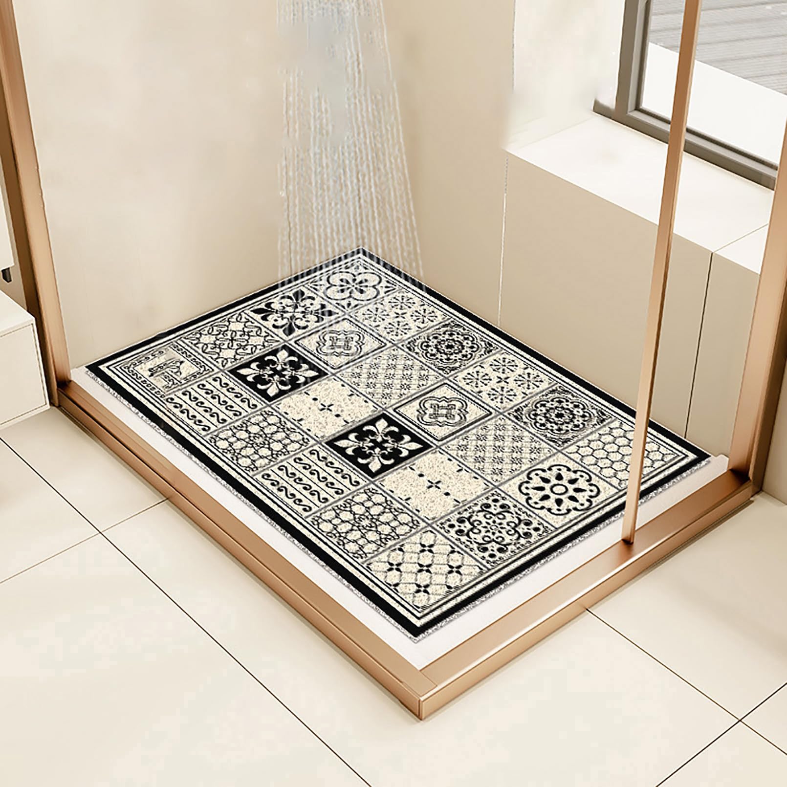Tappetino da doccia quadrato antiscivolo in morbido PVC antiscivolo tappetino da doccia anti muffa alta permeabilità all'acqua asciugatura rapida 40x60cm