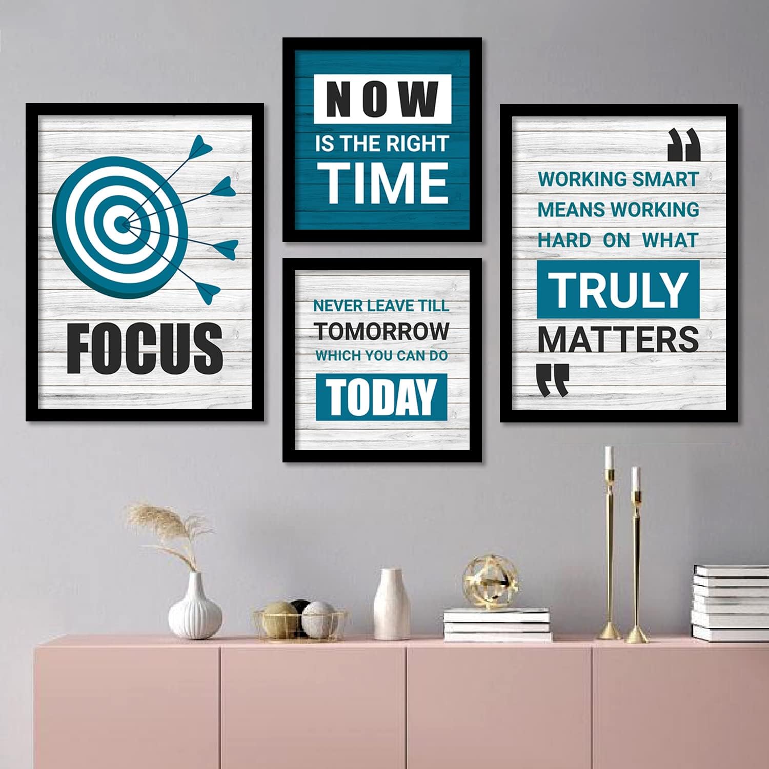 kotart - Motivational Quotes Wall Posters with Frame for Home and Office Wall Decor - Inspirational Quotes Wall Frames - Framed Posters for Living Room (Art 1, Small)