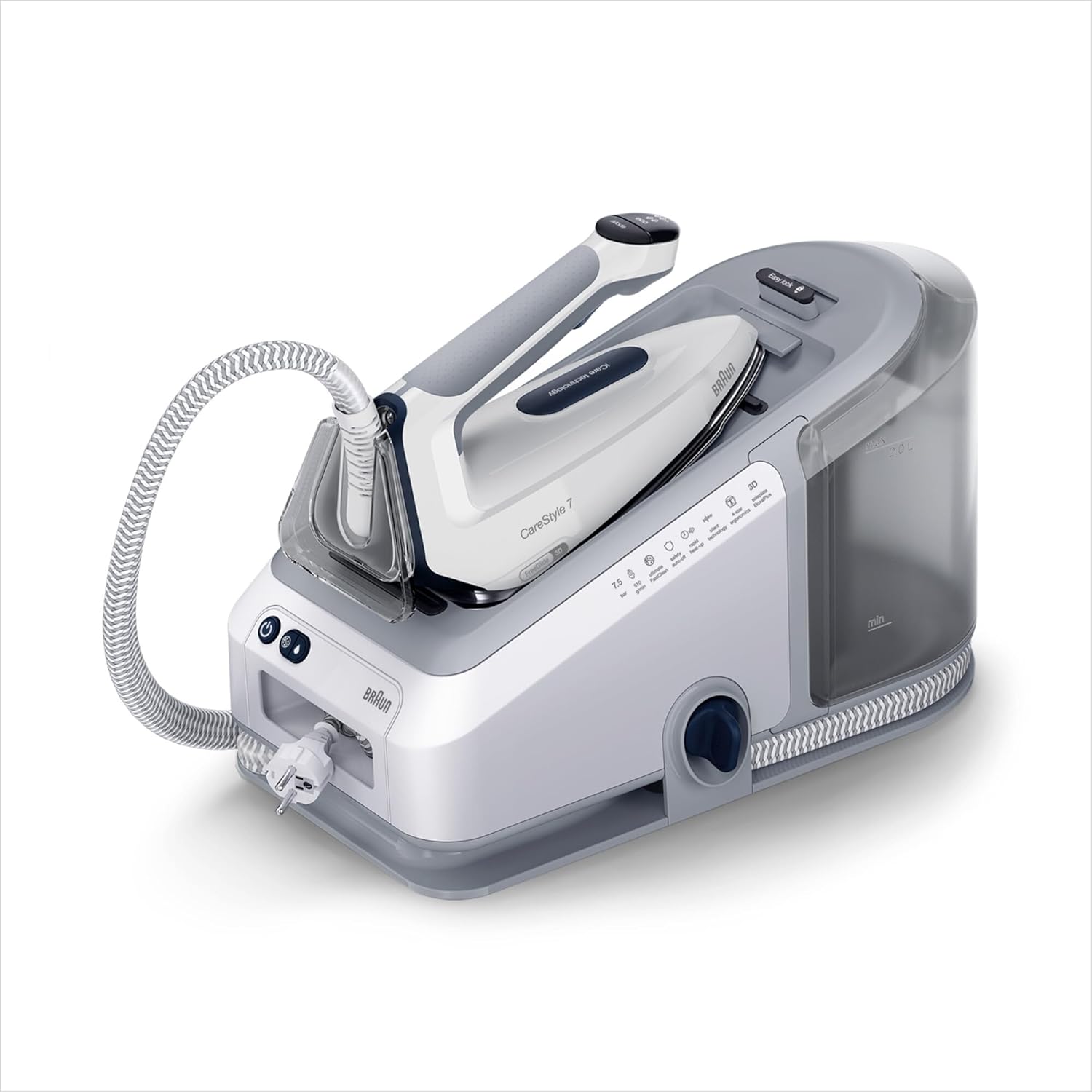 Braun CareStyle 7 IS7262GY Ferro da stiro a Caldaia con 5 Anni di Assistenza, Spegnimento Automatico, Risparmio energetico, Sistema Bloccaggio Ferro, Riscaldamento Rapido, Serbatoio Removibile 2L Colpo 510 g/min - Immagine 1