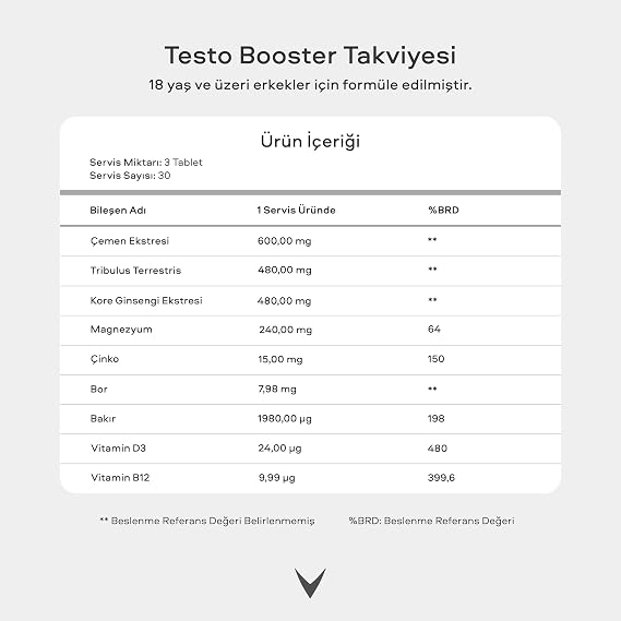 Virtus Testo Booster, Natural Testosterone Supporter, 9 Component Formula, Tribulus Terrestris, Korean Ginseng, Fenugreek Extract, Vitamin and Mineral Supplement