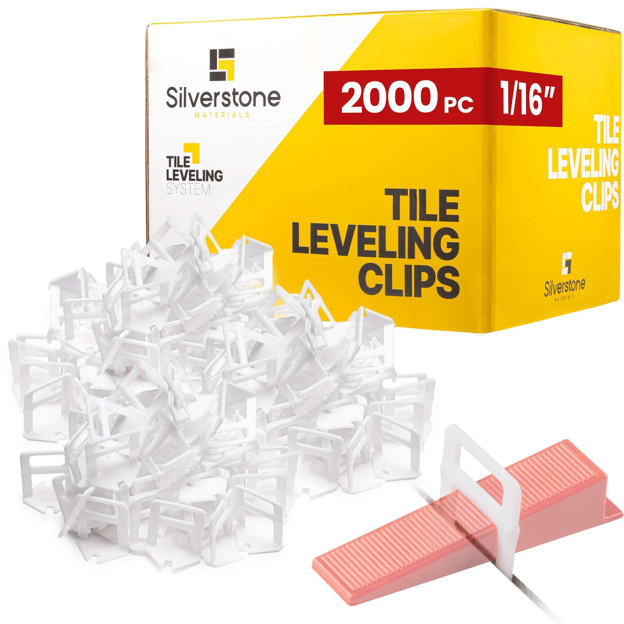 Sistema de nivelación de azulejos de 2000 piezas con clips de nivelación de azulejos de 1/16 pulgadas (1.5 mm), ahorra tiempo para una instalación perfecta y precisa de azulejos de cerámica. Obtén