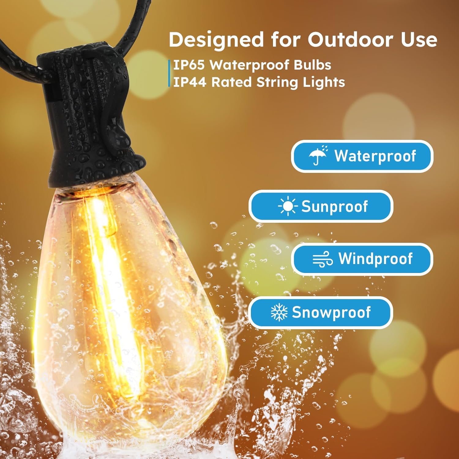 LED Outdoor String Lights, 200FT Waterproof Patio Lights with 62 Shatterproof S11 Plastic Bulbs, 2700K Warm White Edison Hanging Lights for Backyard, Garden, Porch, Bistro