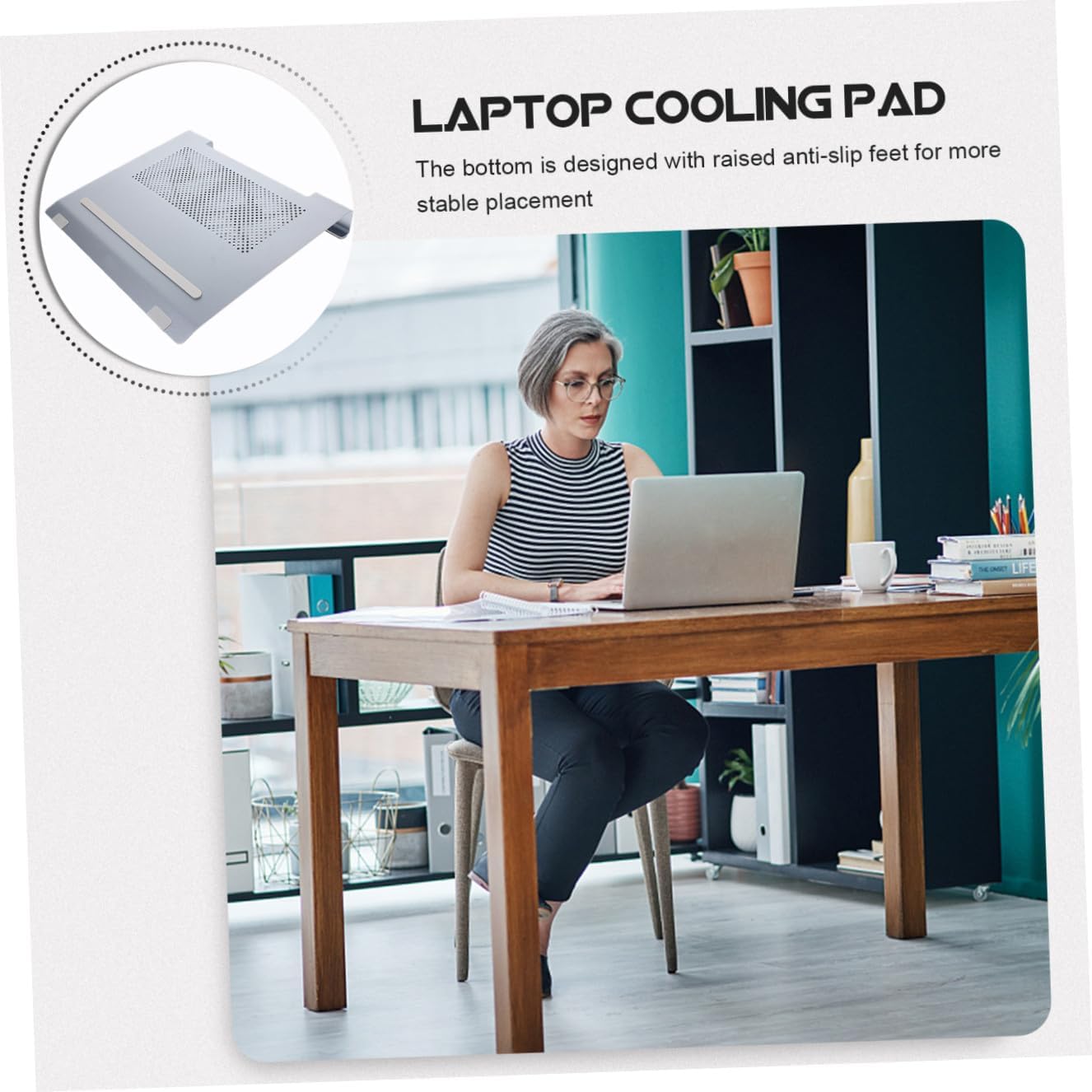 Vaguelly Aluminum Alloy Laptop Cooler Stand with USB Fan Cooling Pad for Notebooks to 17.3 Inch, Gray Portable Cooling Rack for Gaming and Office Use