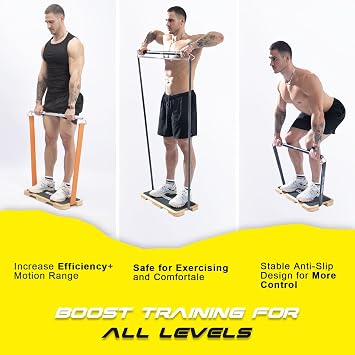 Resistance Band Workout Footplate - Wood Exercise Platform with Non-Slip Surface for Band Training, Stretching,Body Home Gym
