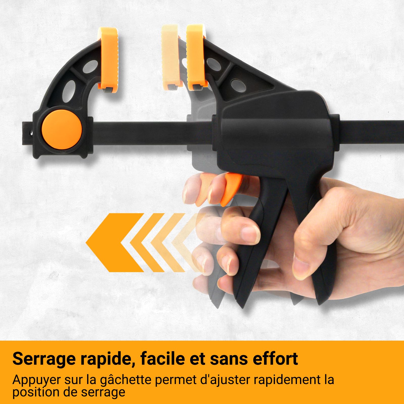 Jeu de 2 Serre-joints Rapide à une Main avec Connecteur, Largeur de Serrage 152/420mm, Force de Serrage Maximale 100 kg, Ouverture Flexible Plage d'Extension 154 mm - 620 mm