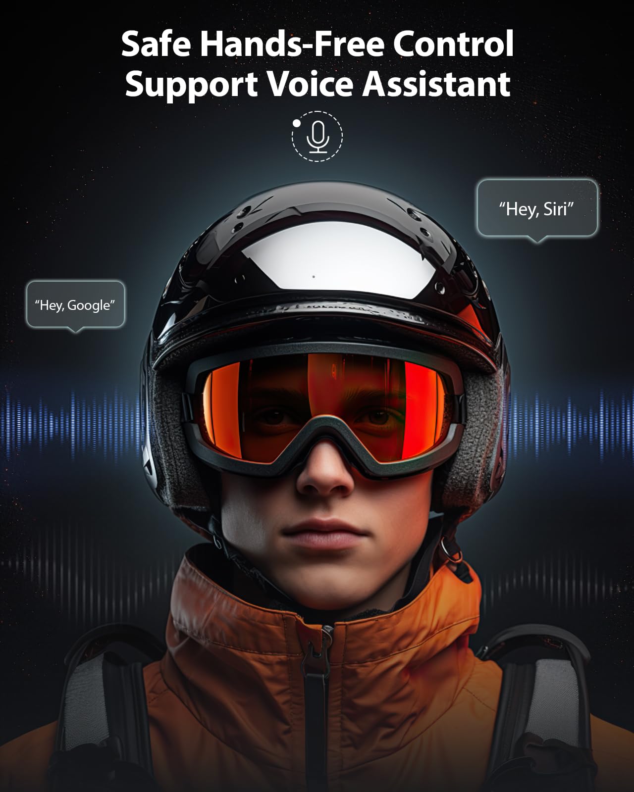Doohoeek Kabellose Helmkopfhörer für Ski, Bluetooth Headset mit integriertem Mikrofon & IPX5 Wasserschutz, Universelle Passform & Handschuhfreundliche Steuerung für Snowboard & Ski