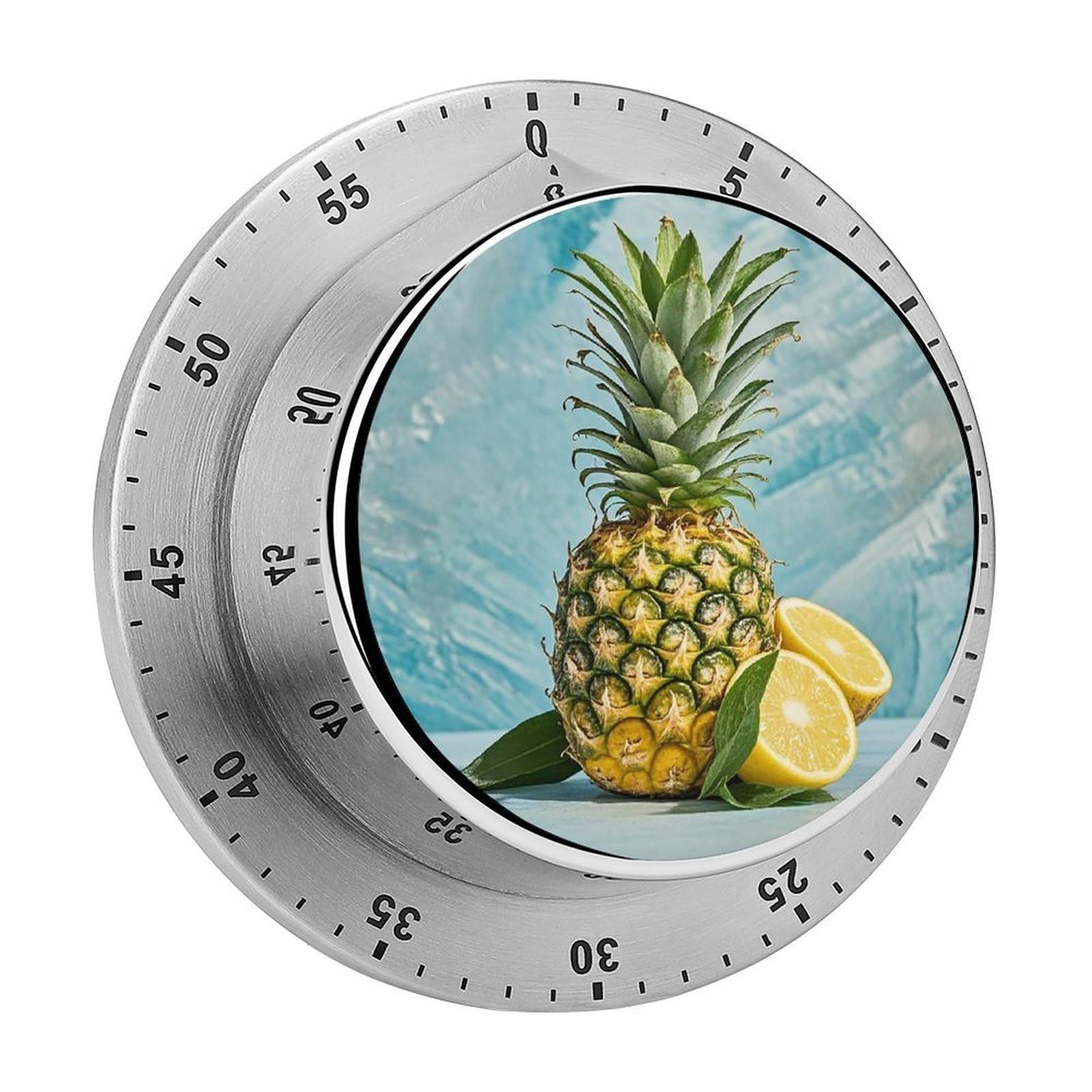 Fresh Pineapple Timer Fashion Visual Timers Wind Up 60 Minutes Desk Timers Stainless Steel Magnetic Timer Countdown Clock No Batteries Loud Alarm for Kitchen Chef Cooking