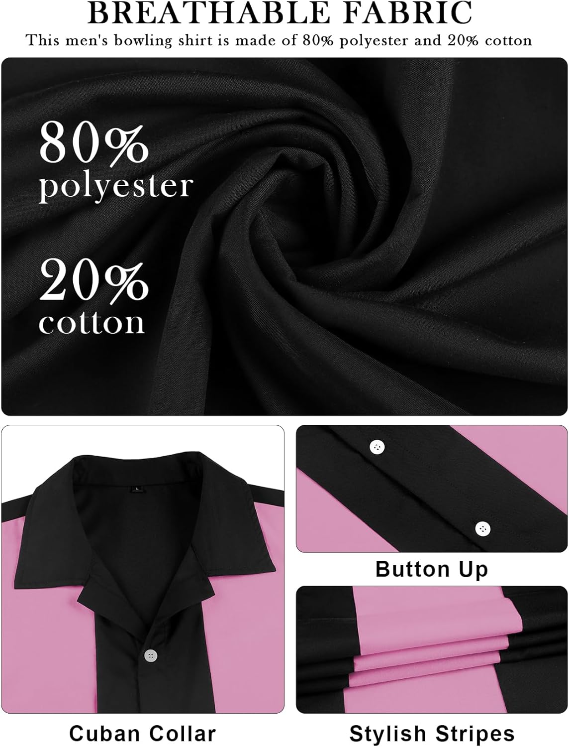 Men's Vintage Bowling Shirts 1950s Retro Short Sleeve Outfits Button Down Summer Cuban Beach Shirt - Image 7