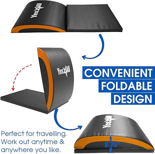 Miniatura 3 de Yes4All Ab Mat Tailbone y sin coxis, almohadilla de apoyo plegable para ejercicios abdominales para entrenamiento central y espalda baja