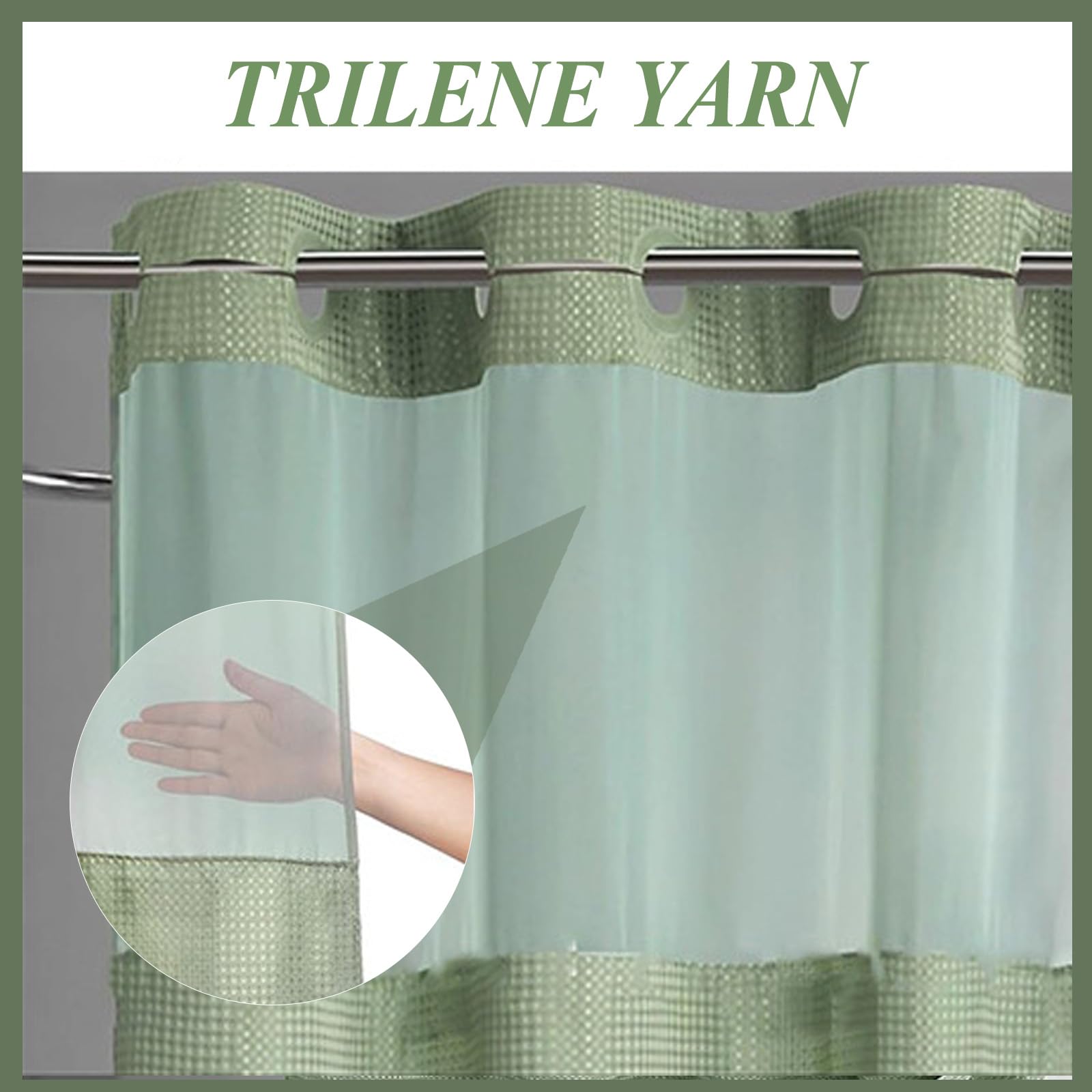 Tenda da doccia impermeabile senza ganci, in tessuto a nido d'ape verde, per casa e hotel, resistente alla muffa, facile da installare, elegante decorazione per il bagno