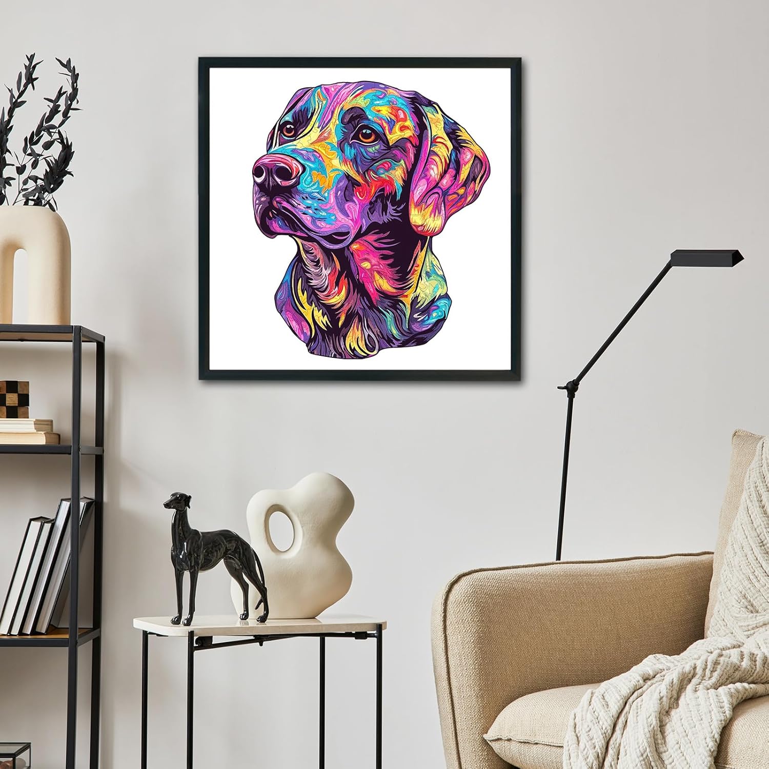 Wooden Puzzles for Adults - Painted Labrador Wooden Jigsaw Puzzle, Unique Animal Shaped Wood Puzzles Adult, Christmas Birthday Gifts for Friends/Family, Home Decor 11.4 * 9.7in 157pcs