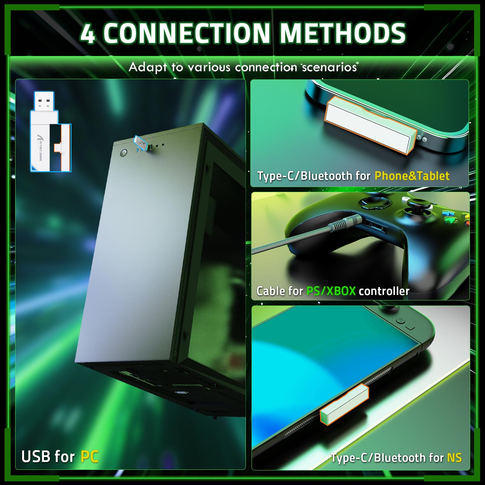 ATTACK SHARK L80PRO Cuffie da Gaming Wireless, Microfoni Doppi Regolabili, Suono Surround 3D, 20ms di Bassa Latenza, Driver da 40mm, 3 Modalità (2.4G/Bluetooth/Cablato) per PC/Phone-Bianco