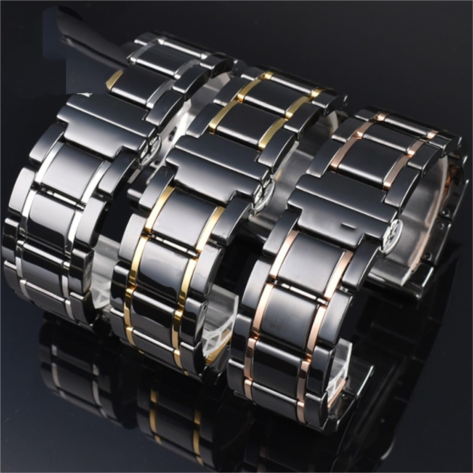 Cinturino per Orologio in Ceramica in Acciaio Inossidabile 20mm22mm Cinturino di Ricambio Unisex Orologio al Quarzo Smart Watch, White Gold, 22mm