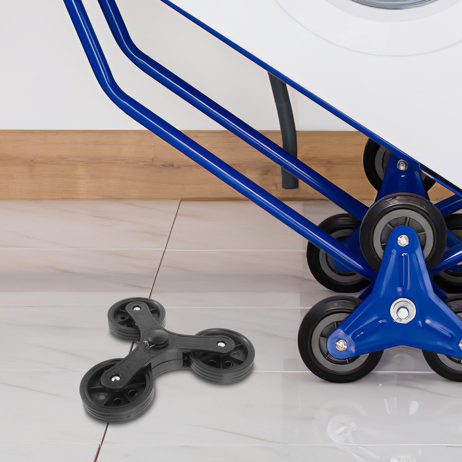 1paire Roues Triangulaires Plastiques pour Chariot de Courses avec Roulements Roues Increvables pour Escalade Escaliers Remplacement pour Chariot Caddie et Trolley Stabilité