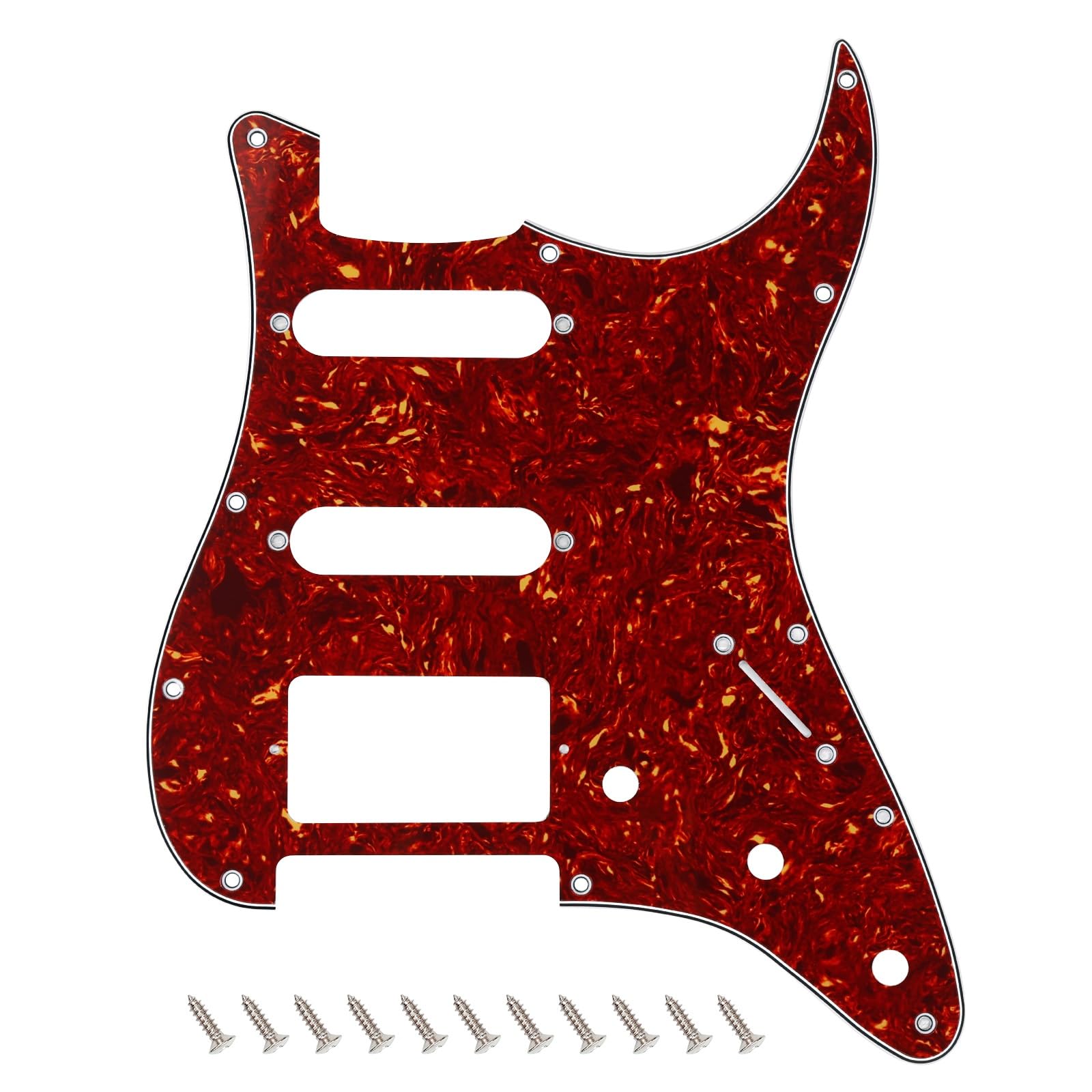 Banworks 4 Ply Strat HSS Pickguard 11-Hole Electric Guitar Pickguard SSH Scratch Plate for USA/Mexican Modern Style Standard Stratocaster ST JT/HB-02 Brown Tortoiseshell