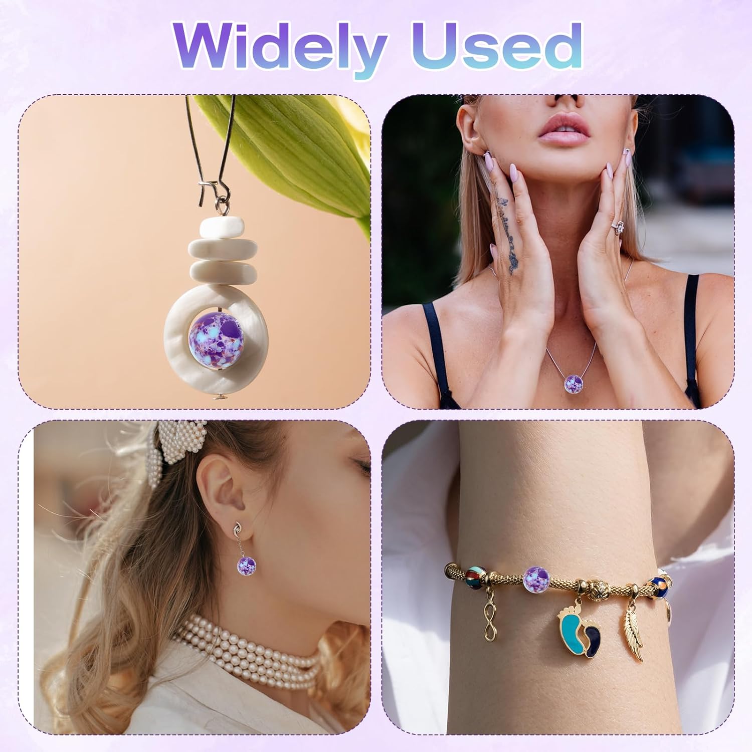 Bewudy 46 Pcs Natural Stone Beads for Jewelry Making, 8mm Blue Purple Imperial Jasper Stone Beads for Bracelet Necklace DIY - Image 5