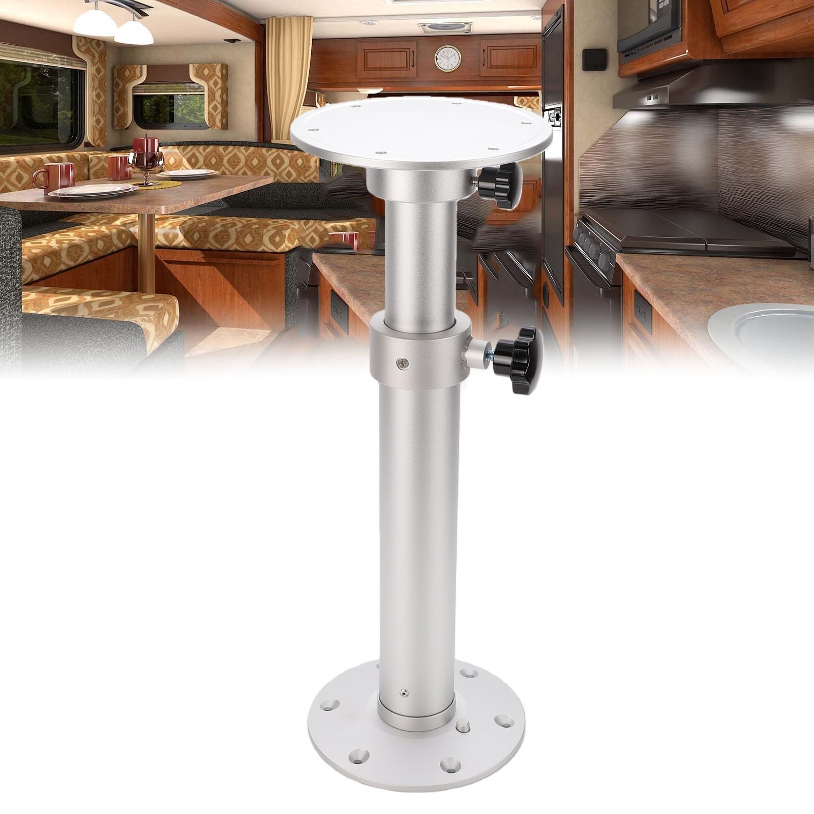 Pedestal de Mesa para Barco de Aluminio Ajustable con Diseño Desmontable para Casa Rodante de Yate RV, de 17,7 a 27,5 Pulgadas, Capacidad de Carga Resistente, Material Inoxidable