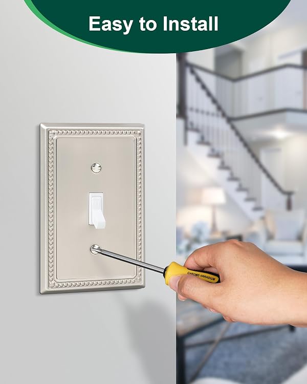 TREEWELL 4-Pack Single Toggle Light Switch Cover Plate, Brushed Nickel by treewell - Used condition - Image 5
