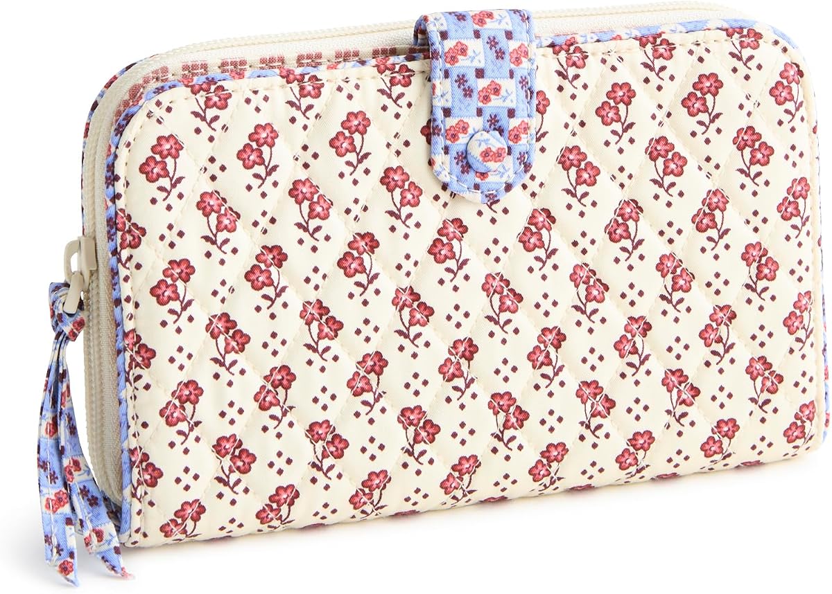 Vera Bradley Cartera con pestaña grande de algodón premium para mujer