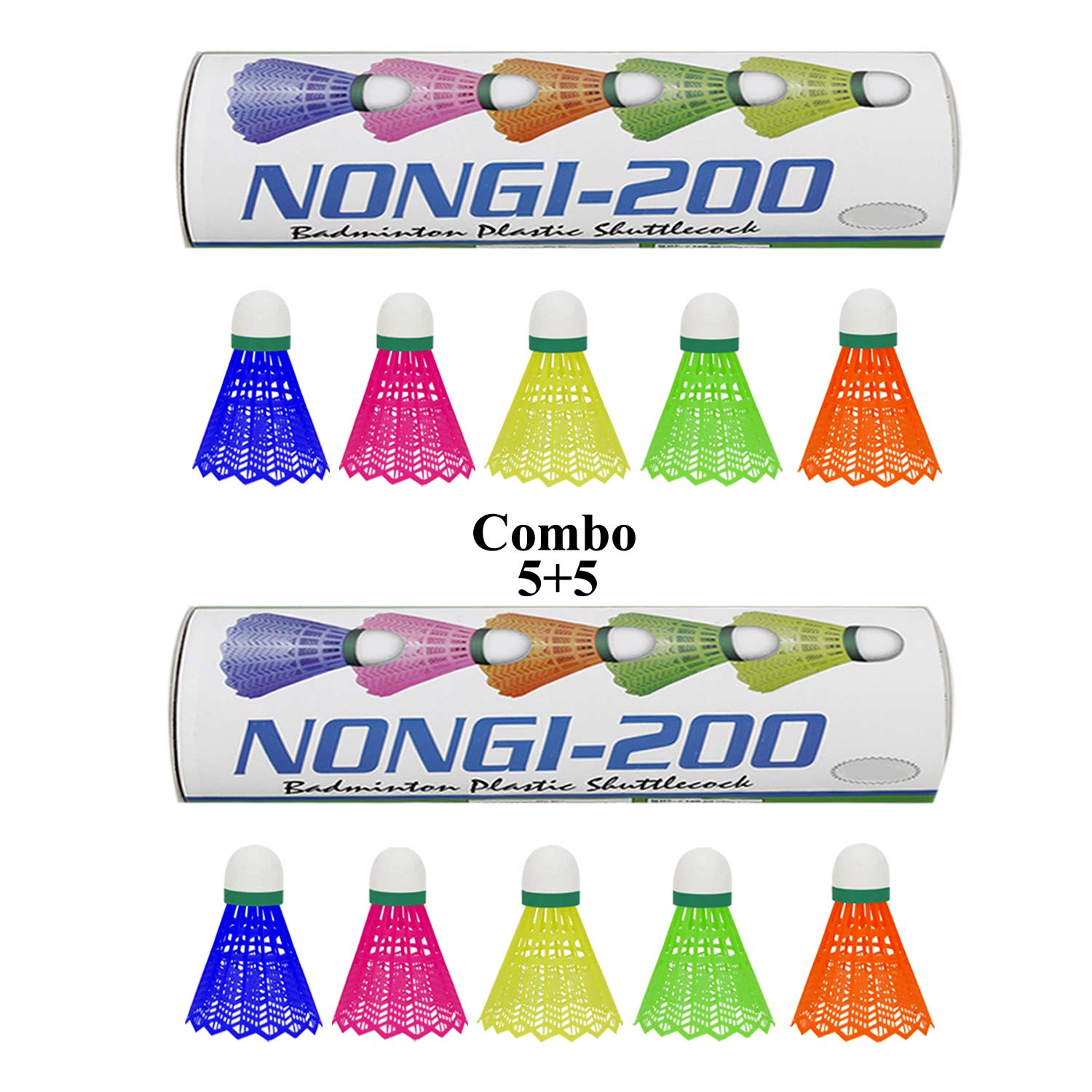 Nongi Unisex 200 Combo Plastic Badminton Shuttlecock (5 Multicolour + 5 Multicolour) Pack of 10 (B082T2L5HF) Amazon Price History, Amazon Price Tracker