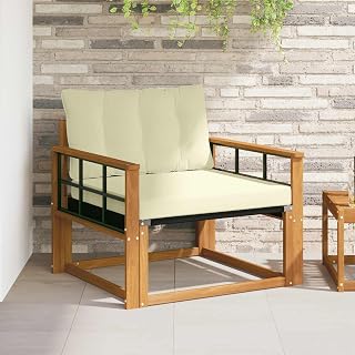 Garten-Sofagarnitur aus massivem Akazienholz mit wetterfester Oberfläche, modulare Lounge-Ecke für Terrasse Balkon Wintergarten und Pool