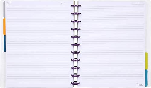 Vista 390 de Talia - Agenda personalizable con aros, (Fireworks Deep Lake, con discos Deep Lake, tamaño mediano (7.5 x 9.75 pulgadas).