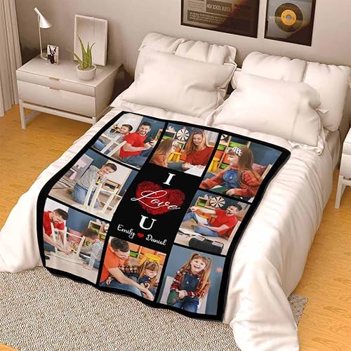 Miniatura 4 de Caisuedawn Manta personalizada para el Día del Padre de parte de los niños, manta personalizada con fotos "I Love You My Dad", regalo de cumpleaños