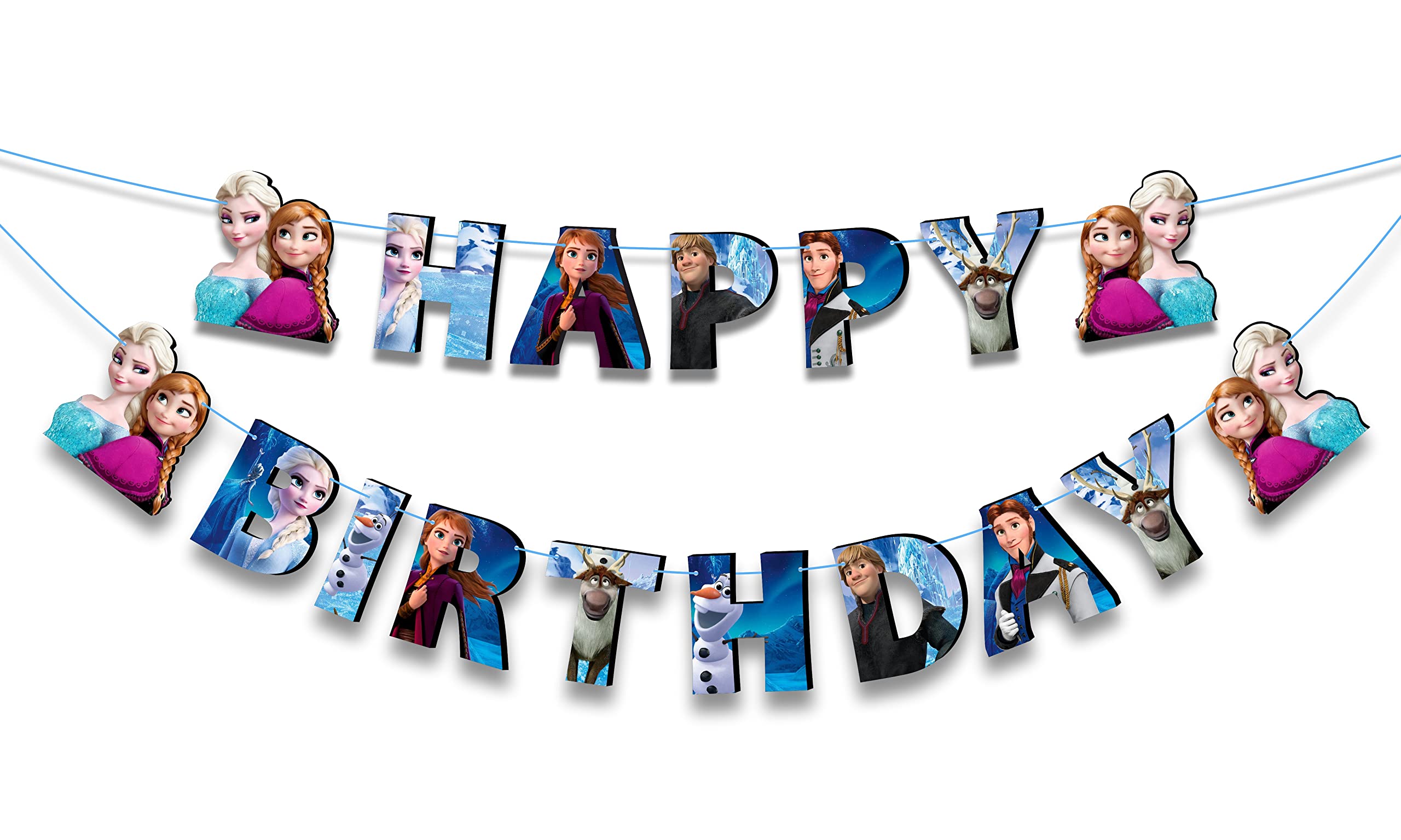 Bannière Happy Birthday La Reine des Neiges Seyal : finis les décors d'anniversaire ratés