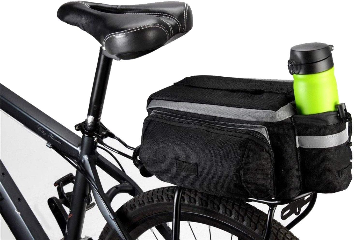 traderplus Bike Pannier Bag - Durable & Waterproof Nylon with Reflector Handbag | Shoulder Strap Rack Rear Trunk Tote Bag | Zipper Pockets & Bottle Case