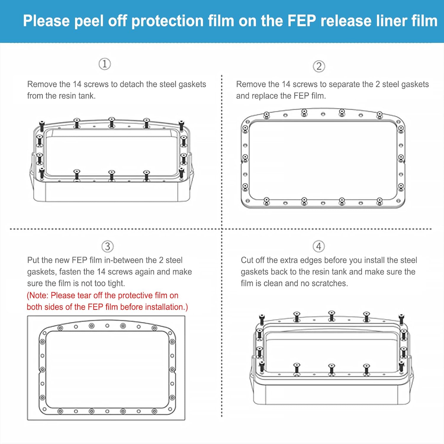 6PCS FEP Film Release Films for Anycubic Photon Mono M7 Max/M3 Max/M3 Premium/ELEGOO Juipter 6K/Juipter SE/Phrozen Sonic Mighty 8K/Peopoly Phenom/Flashforge Foto 12.8″-13.6″ Resin 3D Printers
