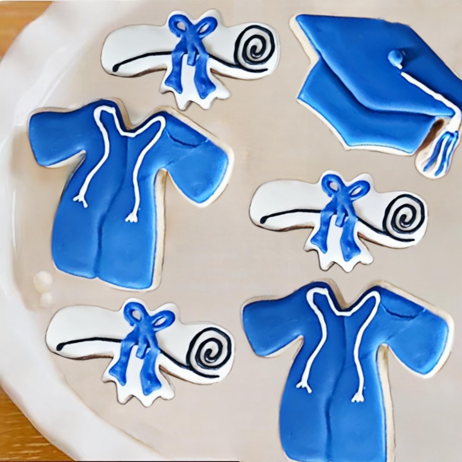 JOB JOL - Cortadores de galletas de graduación, 4 unidades, para graduación, diploma, vestido de graduación