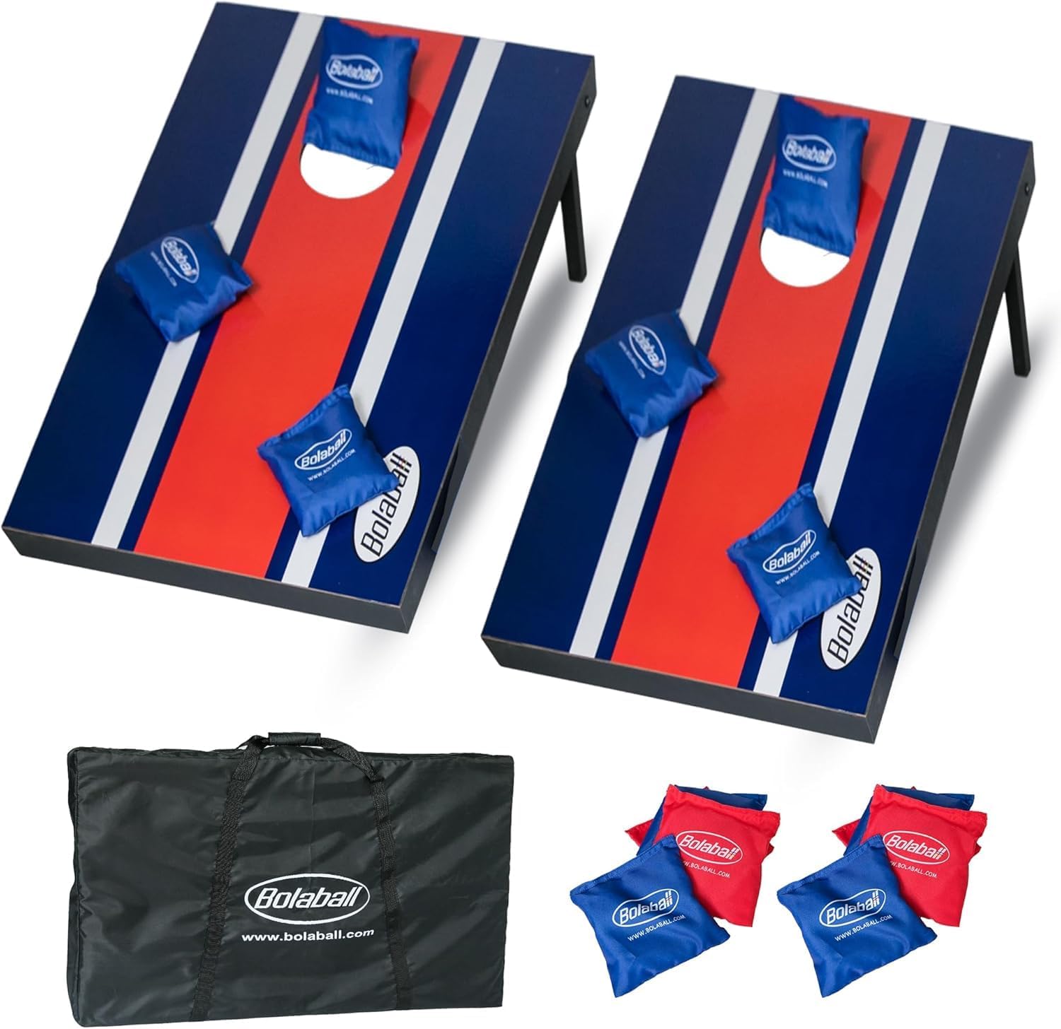 Bolaball Cornhole Board Set with 8 Toss Bags, 2 x 3 ft Portable Cornhole Boards, Wooden Cornhole Game for Outdoor Games, Family Games, Adult Games, Backyard & Beach Play