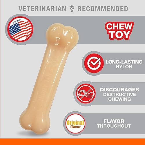 Vista 108 de Nylabone Power Chew Juguete masticable duradero con sabor a pollo, para perros medianos, para masticadores agresivos, huesos indestructibles, M/lobo