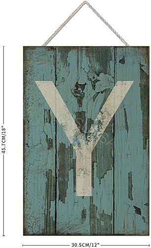 Vista 115 de Letrero colgante de madera con letra A, letrero de madera, decoración del hogar, 26 letras del alfabeto de metal, placa de madera, decoración