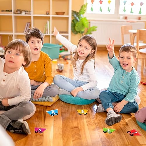 Miniatura 7 de D4DREAM Calcomanías de números para el aula, 48 unidades de 4.5 pulgadas, puntos de línea para piso de aula, autoadhesivos, marcadores de números de