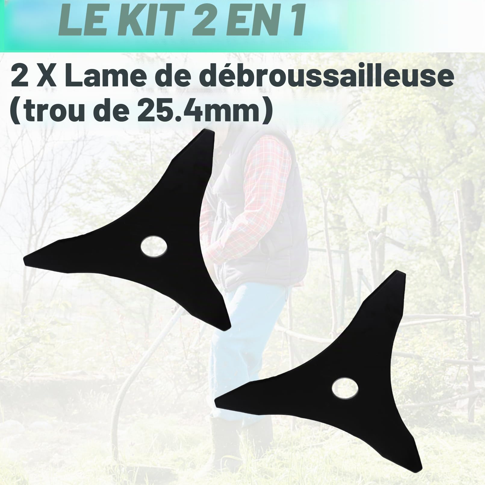 ADEFOL 2 Pièces 3 Dentes Lame Débroussailleuse,25,4 mm Lame Debroussailleuse Thermique en Acier au Carbone,Trois Dents Disque Débroussailleuse pour Couper Mauvaises Herbes Buissons Épines
