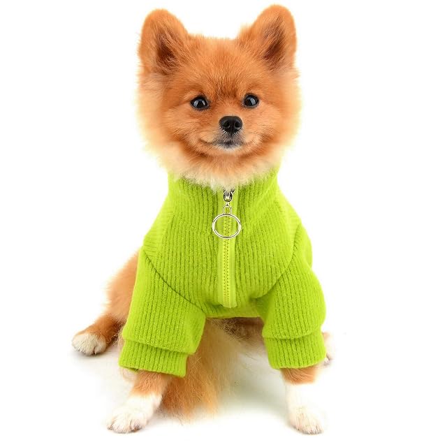 PAIDEFUL Suéter para mascotas para perros pequeños, niña, niño, con cremallera, cálido, sólido, para otoño