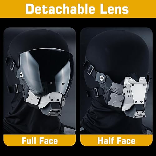 Miniatura 4 de Guayma  Máscara táctica de cara completa para airsoft, paintball, tipo balaclava cyberpunk, para Halloween, disfraces, accesorios de películas