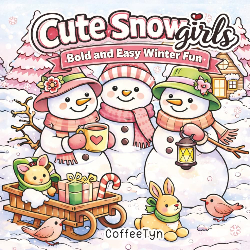 Cute Snow Girls : Bold and Easy Winter Fun: Adorable Designs to Color for Teens and Adults