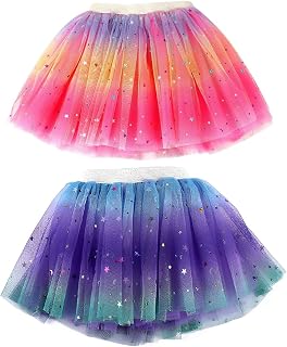 2PCS Baby Girls Rainbow Tutu Skirt, Birthday Dresses Tutu Ballet Skirt Cosplay Tutu Skirt for Toddler Girls