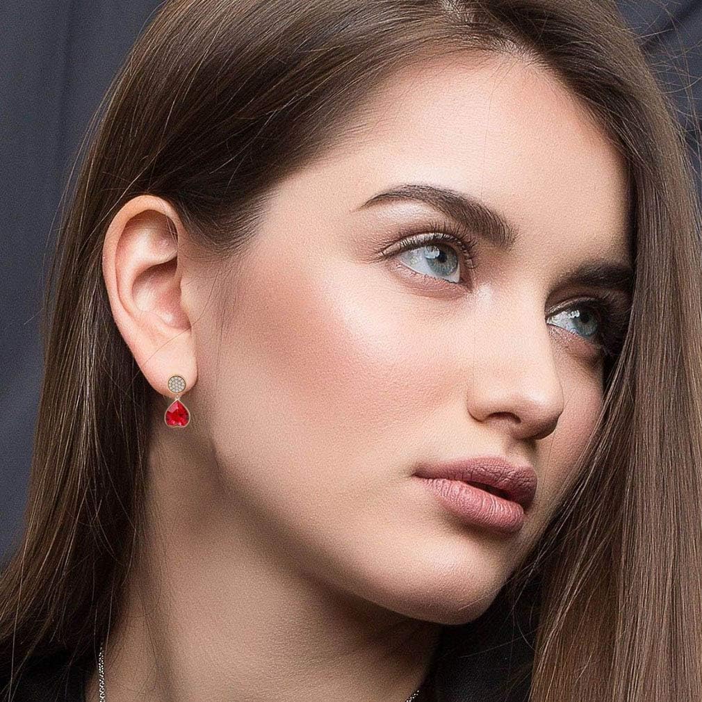 Austrian Crystal Heart Drop Stud Earrings for Women Fashion 14K Gold Plated Hypoallergenic Jewelry - Image 7