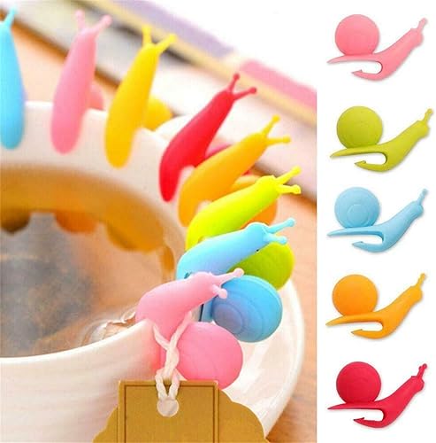Miniatura 3 de Bolsa de té de silicona con forma de caracol, 10 piezas, infusor de té, colador, clip para regalo, taza de caracol en forma de caramelo, conjunto de