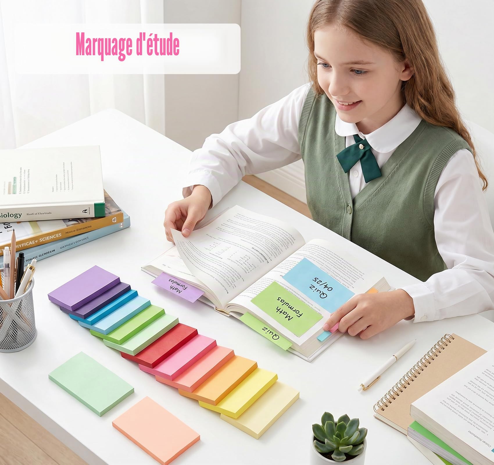 Agoer 1200 Notes Sticky Notes Lot de 12 Blocs Autocollantes 76 x 127 mm 100 Feuilles par Bloc 12 Couleurs