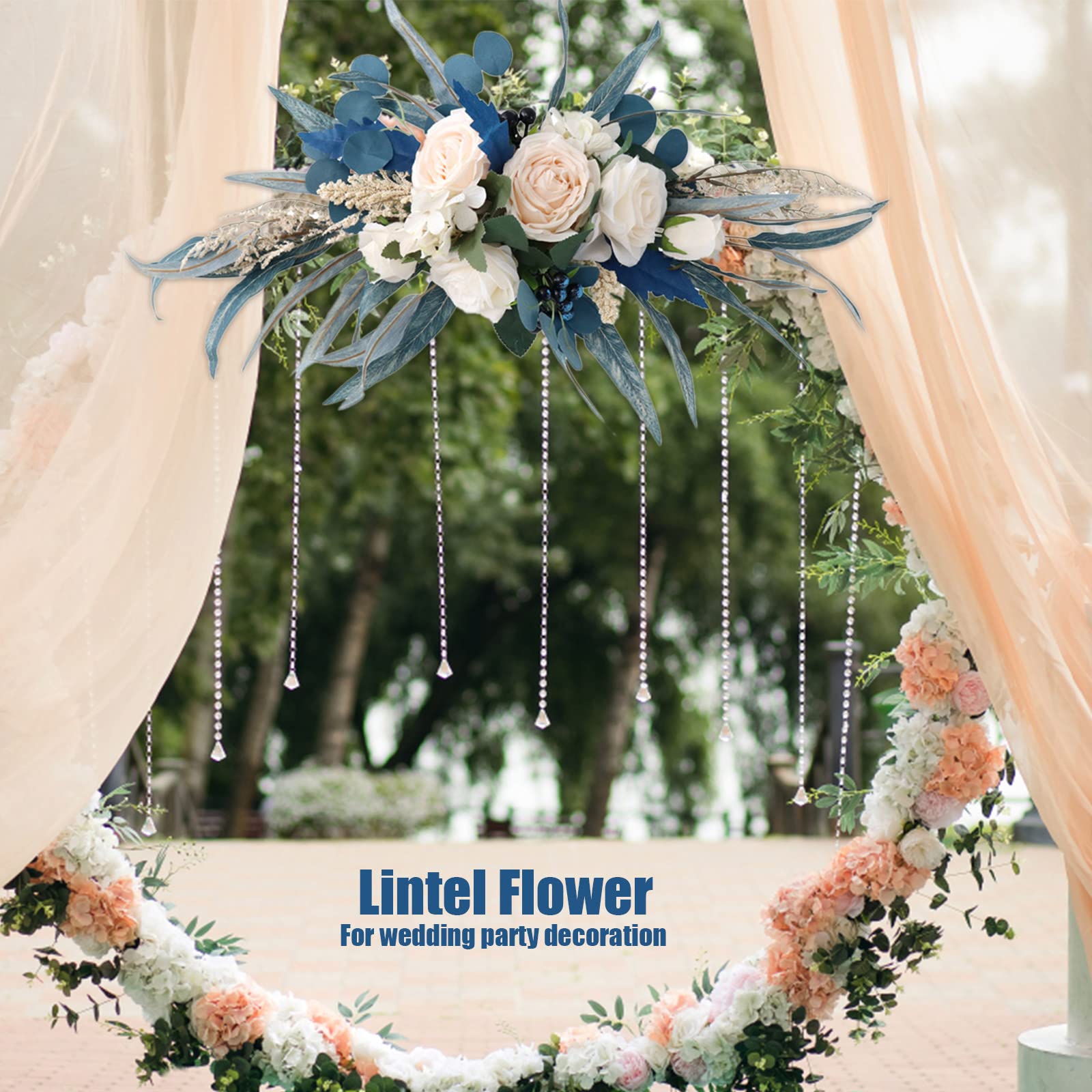 Wnvivi Artificial Arch Flower Decorations,Blue Rose and Peony Swag Wreath,Decorative Floral Garland Wedding Arch Flowers for Ceremony Reception (A1)