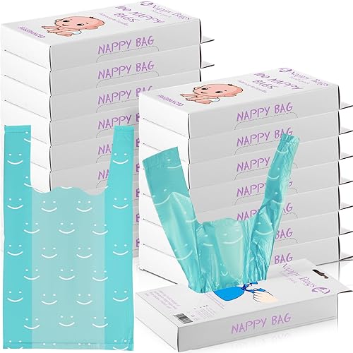 Colarr 1600 bolsas de pañales desechables para bebé, sacos de pañales perfumados para bebé con asa de corbata, bolsas de basura para pañales de