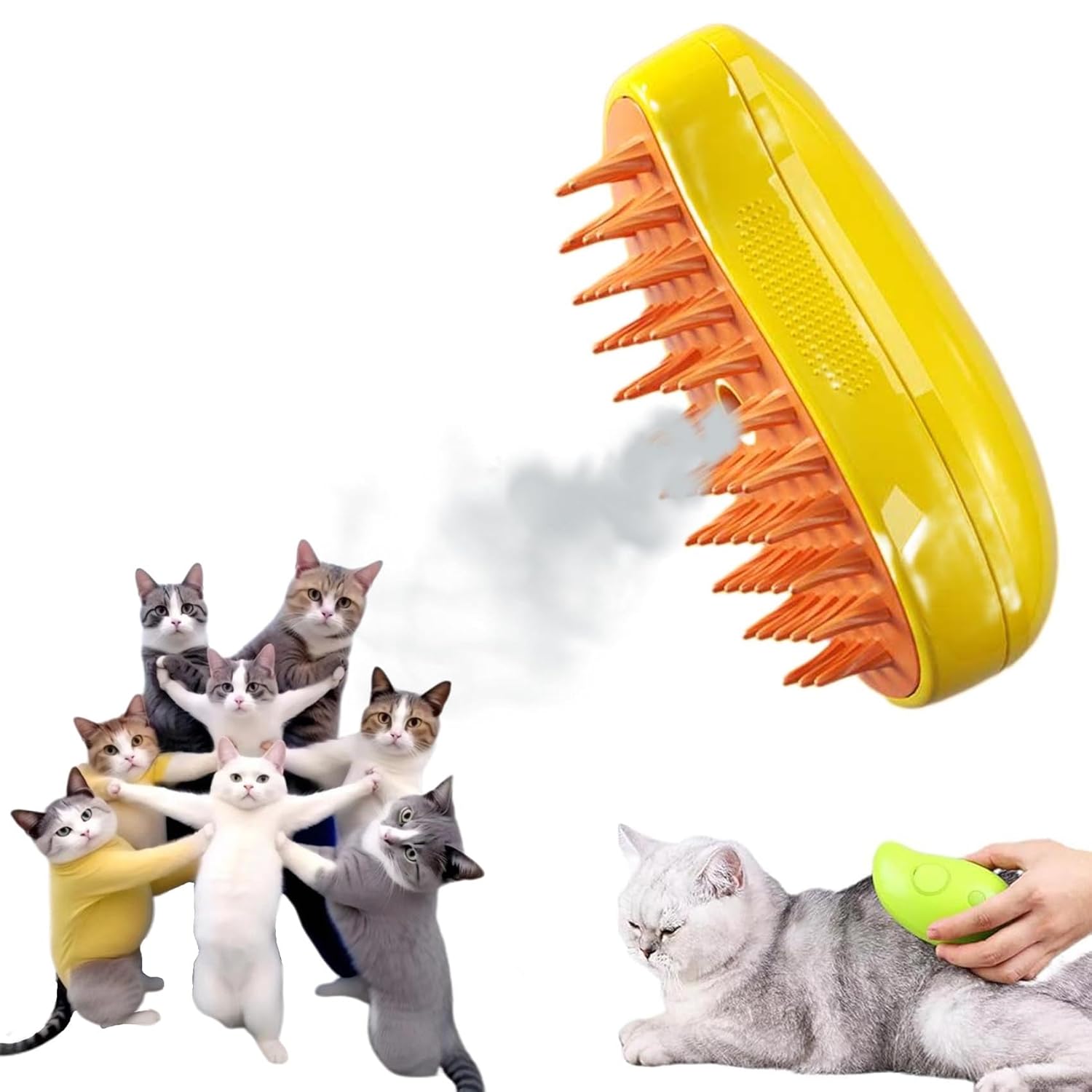Steamy Cat Brush, 3 In1 Cat Steamy Brush, Self Cleaning