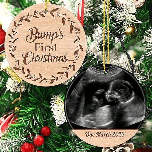 Miniatura 2 de TheUnifury - Adorno de embarazo personalizado para bebé 2024, adorno de ultrasonido, adorno de anuncio de embarazo, adorno de madera para el primer