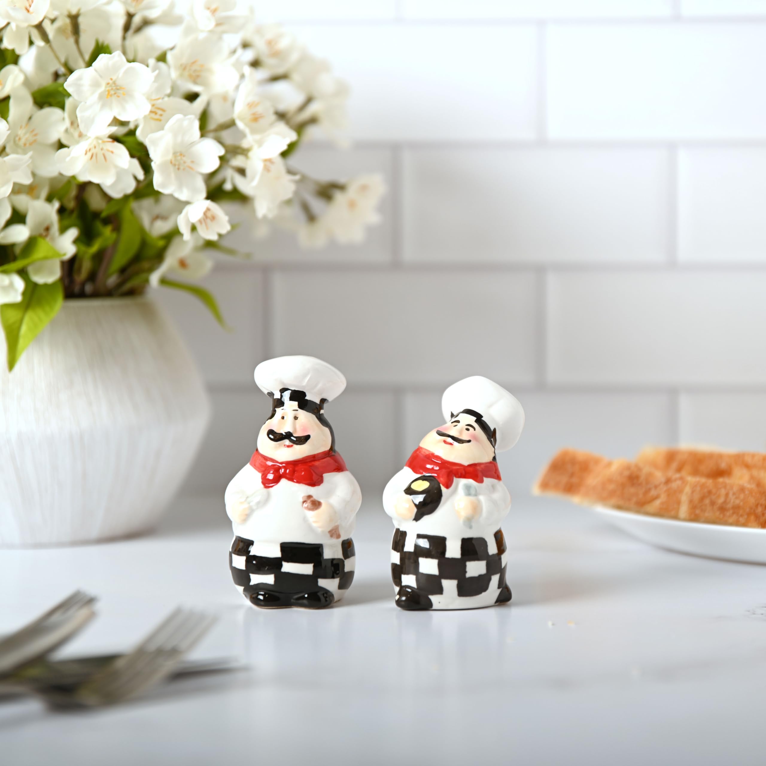 Juego de salero y pimentero de chef de cerámica para decoración de cocina, Full Chef