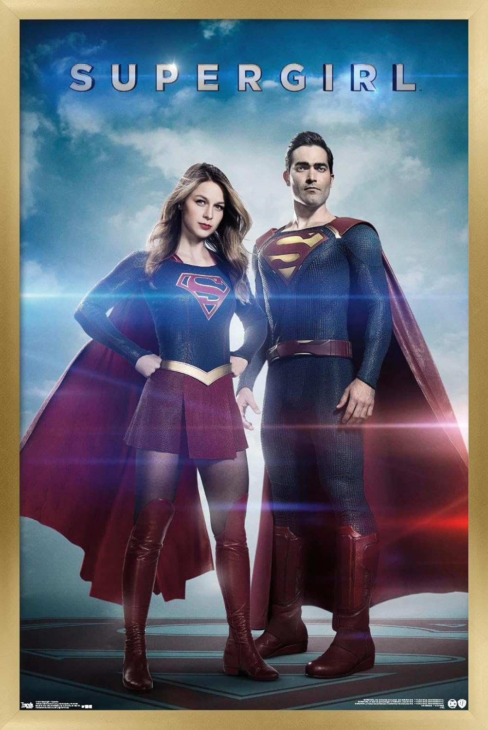 Trends International DC Comics TV - Supergirl - Cousins Wall Poster, 14.725" x 22.375", Gold Framed Version